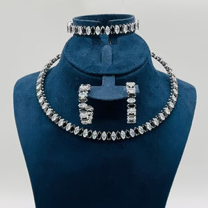 Classic White Crystal Marquise Cut Jewelry Set