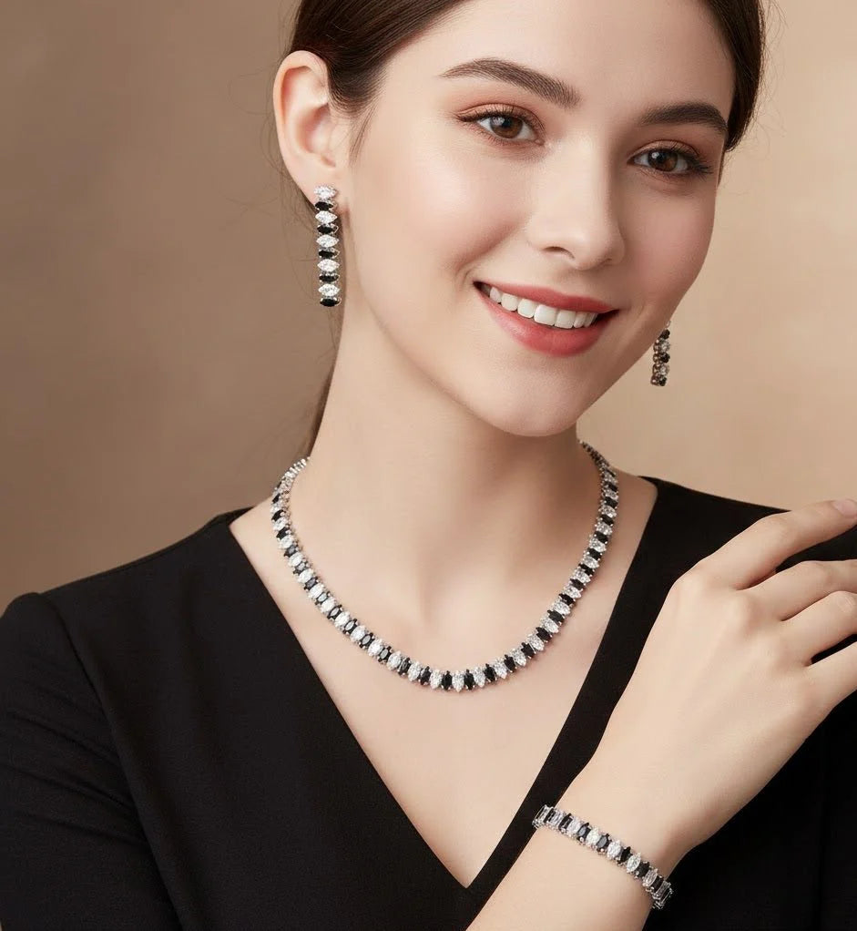 Classic White Crystal Marquise Cut Jewelry Set