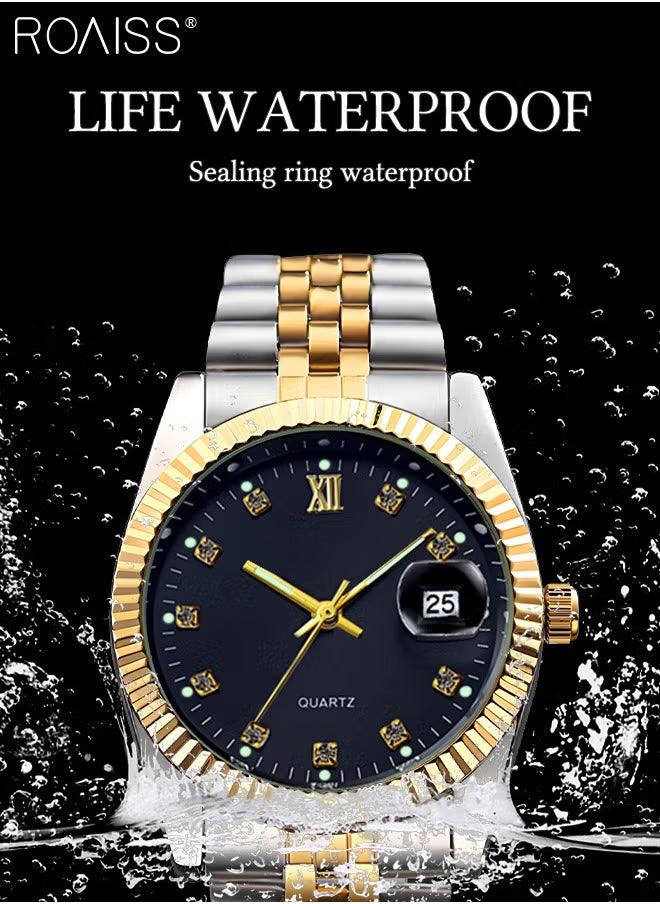 Steel Strap Couple Quartz Watch Set