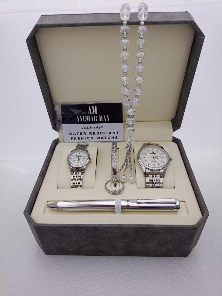 Luxury Men’s Gift Set – Stainless Steel Watches, Rosary, Pen & Cufflinks