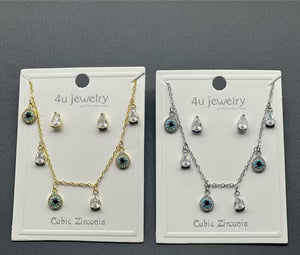 Evil Eye Teardrop Dangle Set